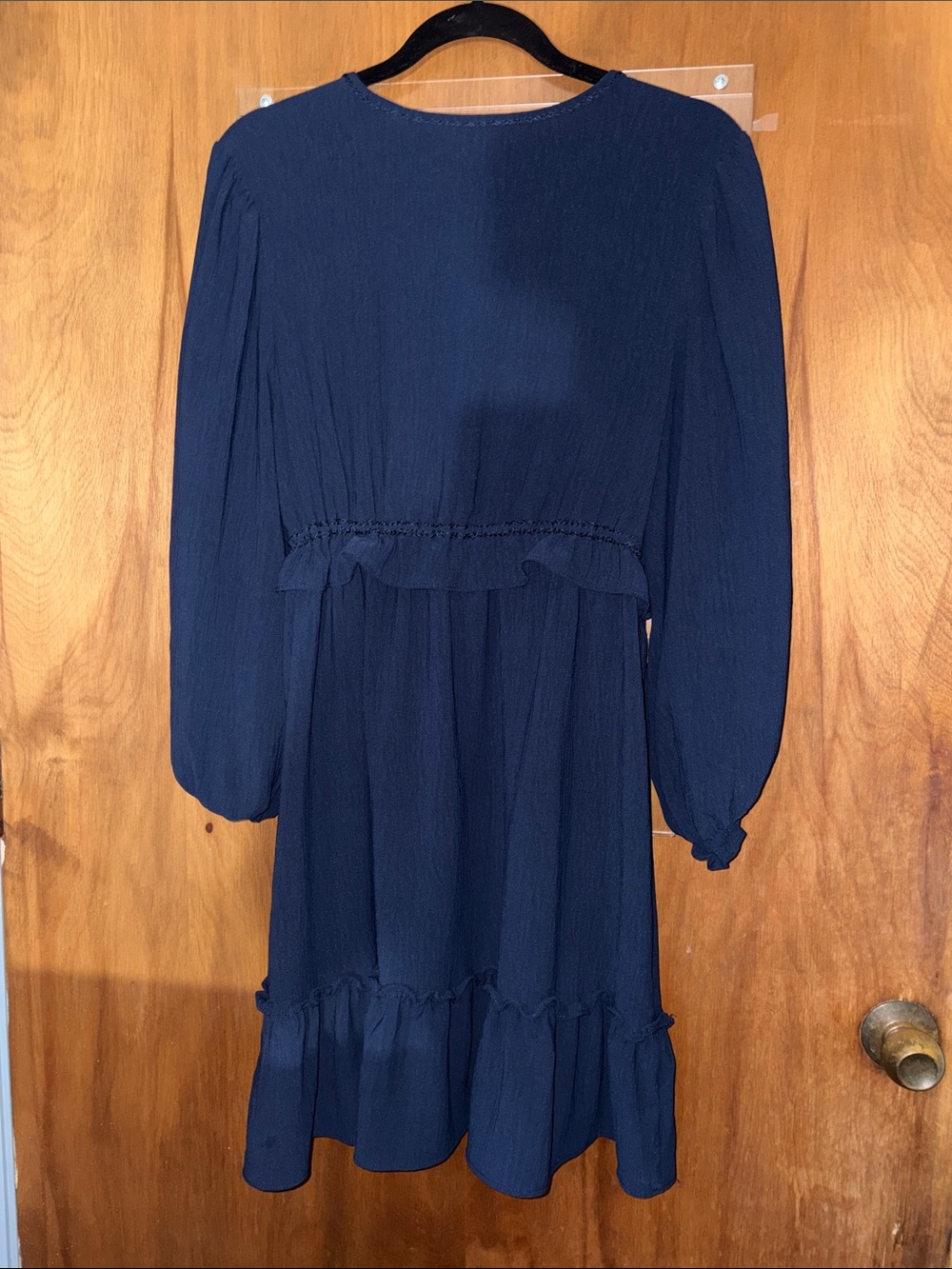Max Studio Navy Blue V-Neck Long Sleeve Dress - Picture 5 of 5